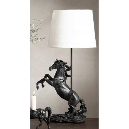 LAMPA STOŁOWA BIURKOWA NOCNA KOŃ E27 50cm Z KONIEM CZARNA OZDOBA DO DOMU
