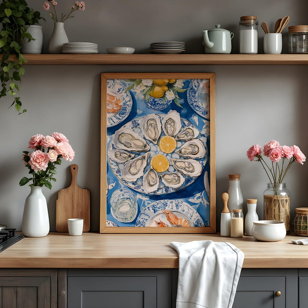 plakat oysters and lemons graphic 70x100