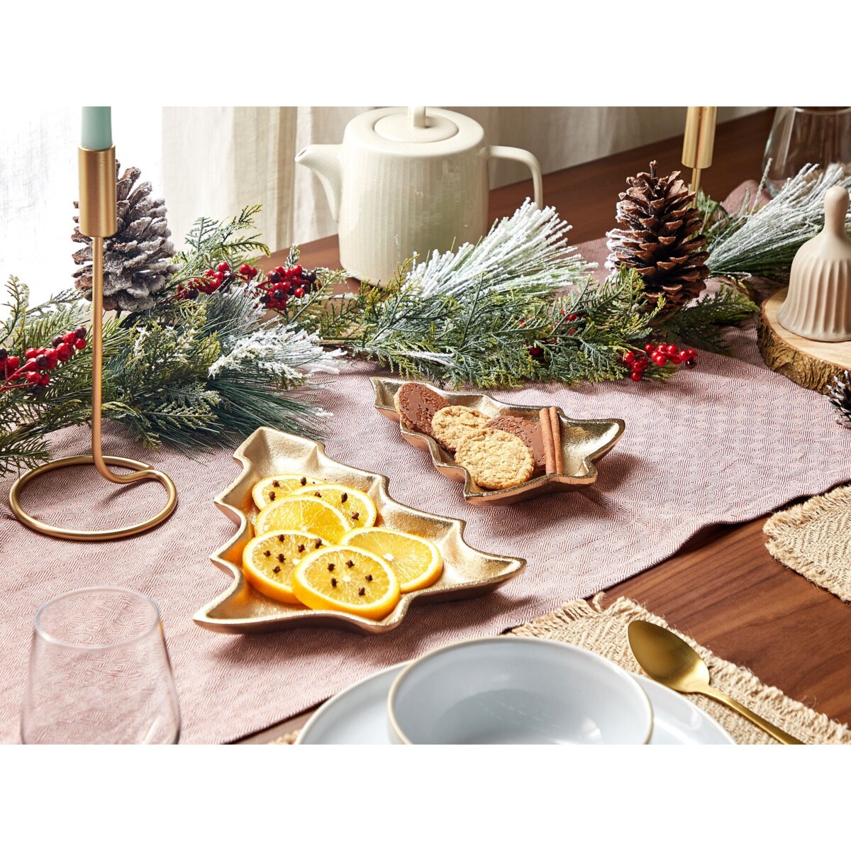 Zestaw 2 pater dekoracyjnych choinka złoty DURIAN