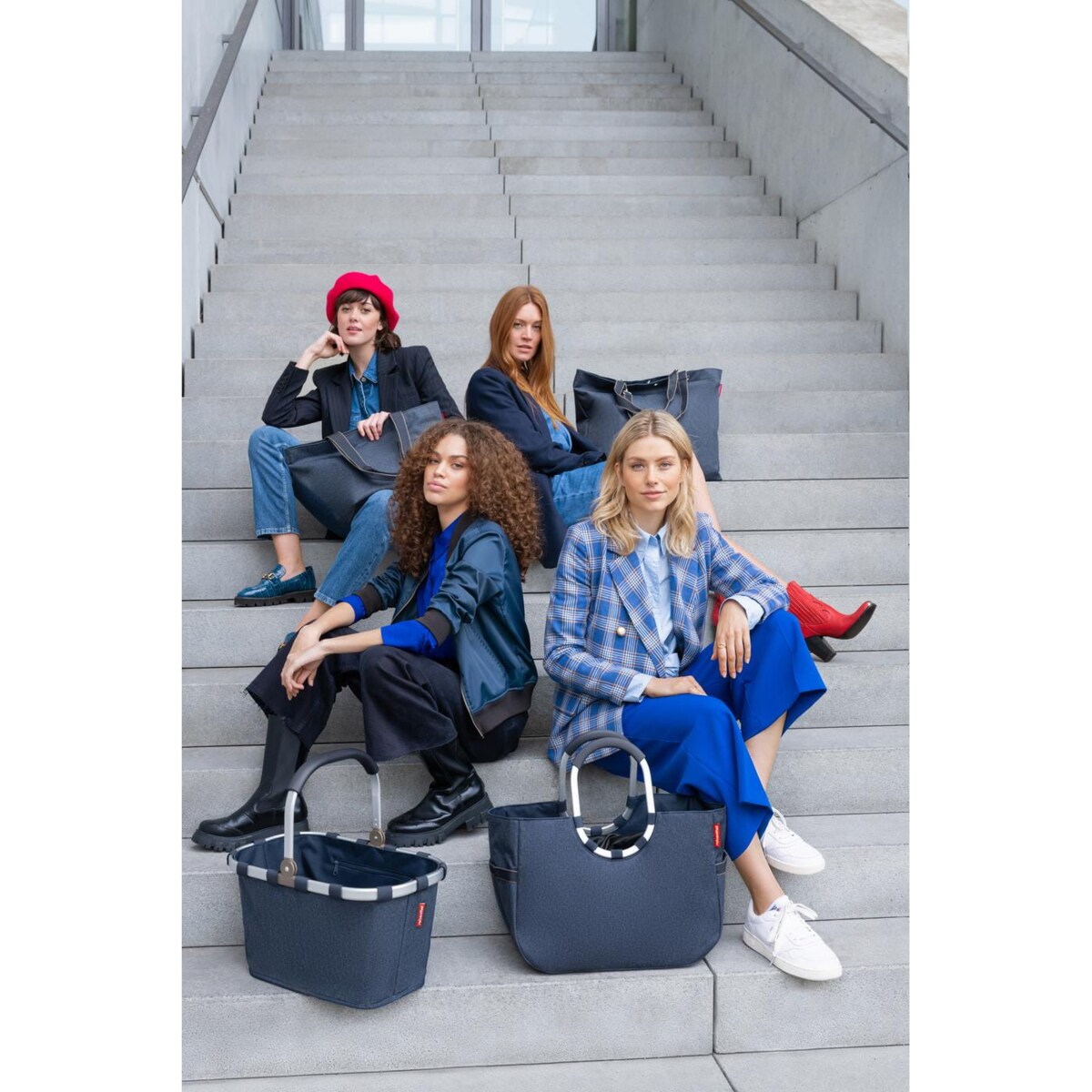 Koszyk CARRYBAG, herringbone dark blue