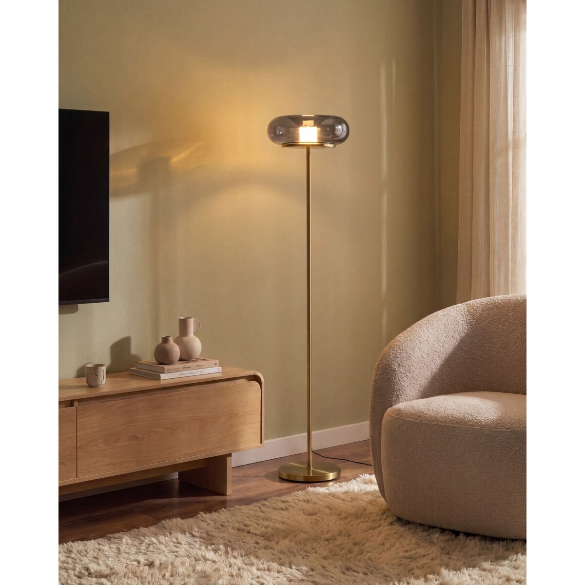 Lampa podłogowa LED NITH Ze ściemniaczem Szkło Szary