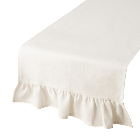 Bieżnik z falbaną 40x160 cm 40x160 śmietankowy biały