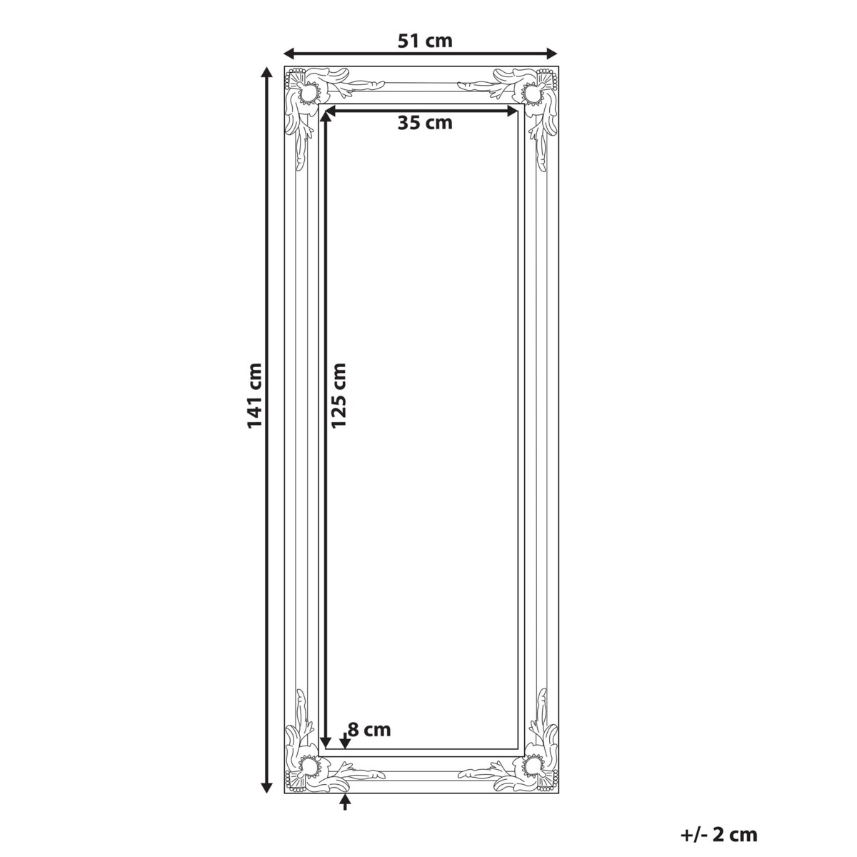 Lustro ścienne 51 x 141 cm srebrne BELLAC