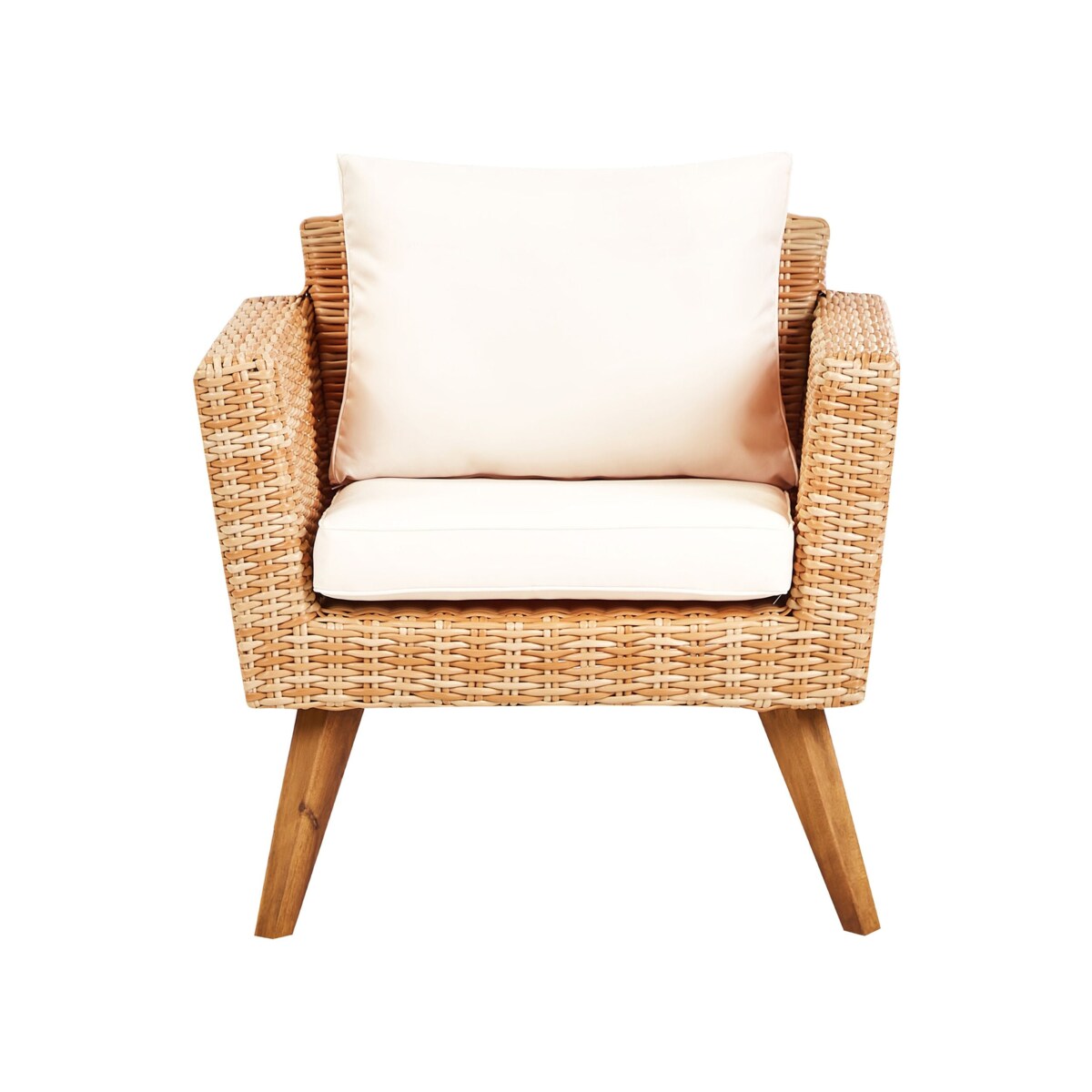 Zestaw wypoczynkowy dla 4 osób Technorattan Złamana biel VITTORIA