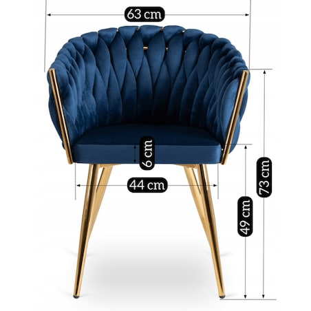 Krzesło Plecione Tapicerowane Glamour Welur Do Salonu Jadalni Granat CAPI