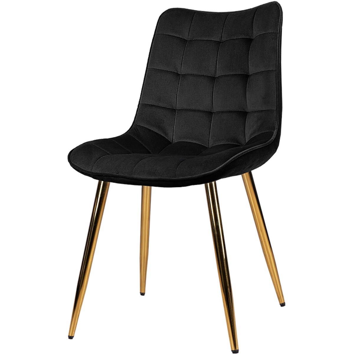 Krzesło tapicerowane czarne welurowe pikowane glamour złote nogi