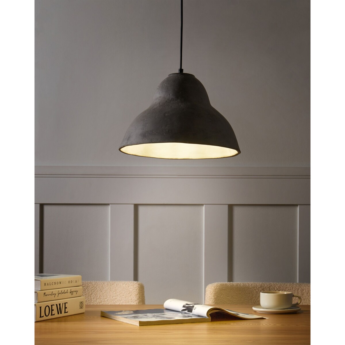 Lampa wisząca KABALEBO Papier-mâché Szary