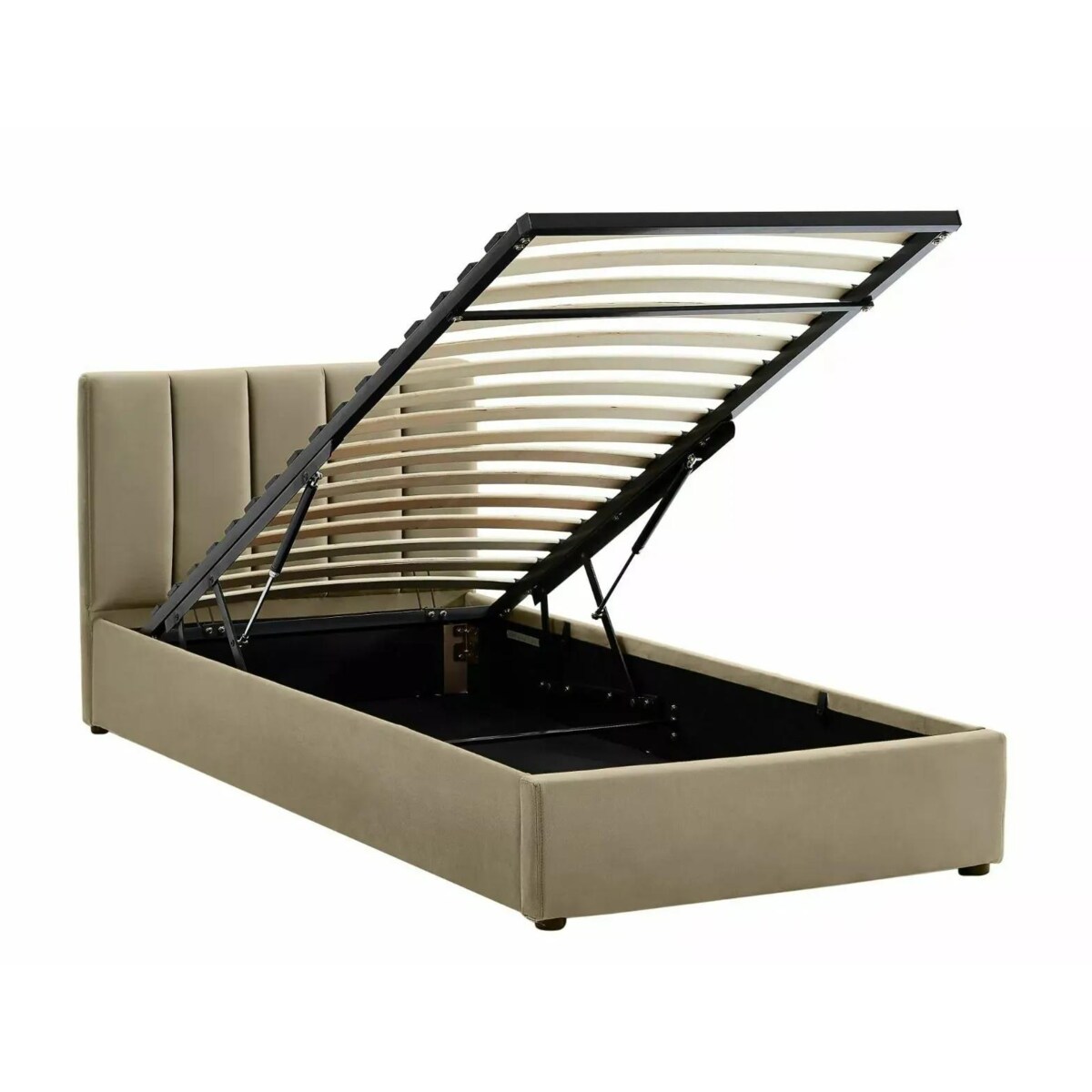 Łóżko tapicerowane MONTREAL VELVET 90x200 beżowe z pojemnikiem