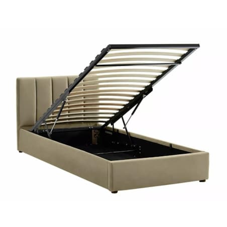 Łóżko tapicerowane MONTREAL VELVET 90x200 beżowe z pojemnikiem