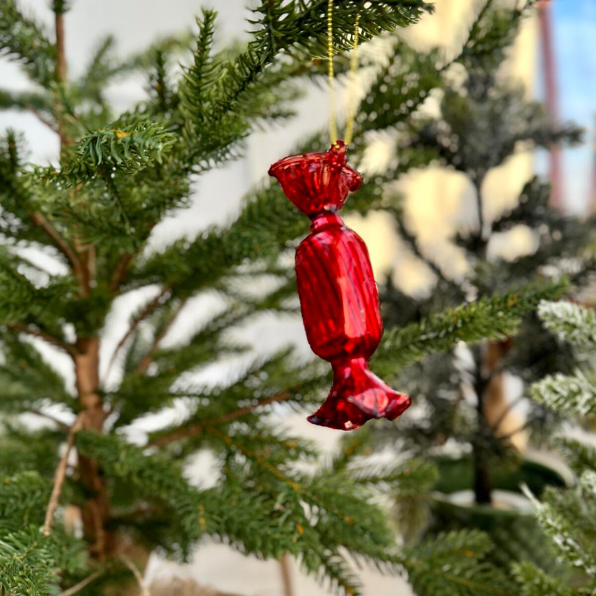 VILLA ITALIA Bombka szklana CUKIEREK red 9 cm