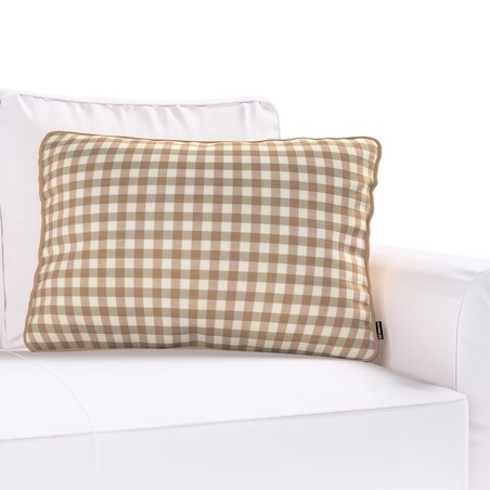 Poszewka Gabi na poduszkę prostokątna 60x40 beżowo-biała kratka (1,5x1,5cm)
