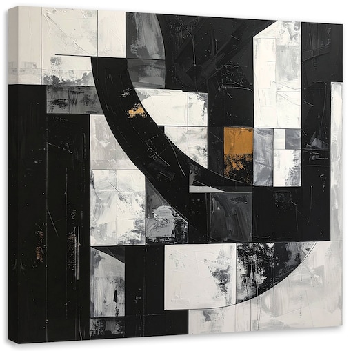 Obraz do salonu sypialni biura, Geometryczna abstrakcja czarno biała