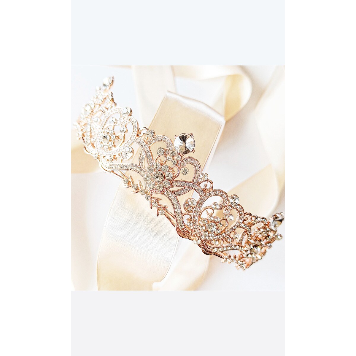 TIARA diadem korona rose gold z listkami ELEGANCKA wyjątkowa ROYAL wedding