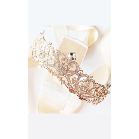 TIARA diadem korona rose gold z listkami ELEGANCKA wyjątkowa ROYAL wedding
