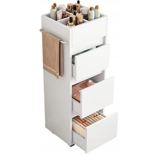 Szafka Łazienkowa Biała Stojąca Regał Kosmetyki Salon Nowoczesna 90 Cm