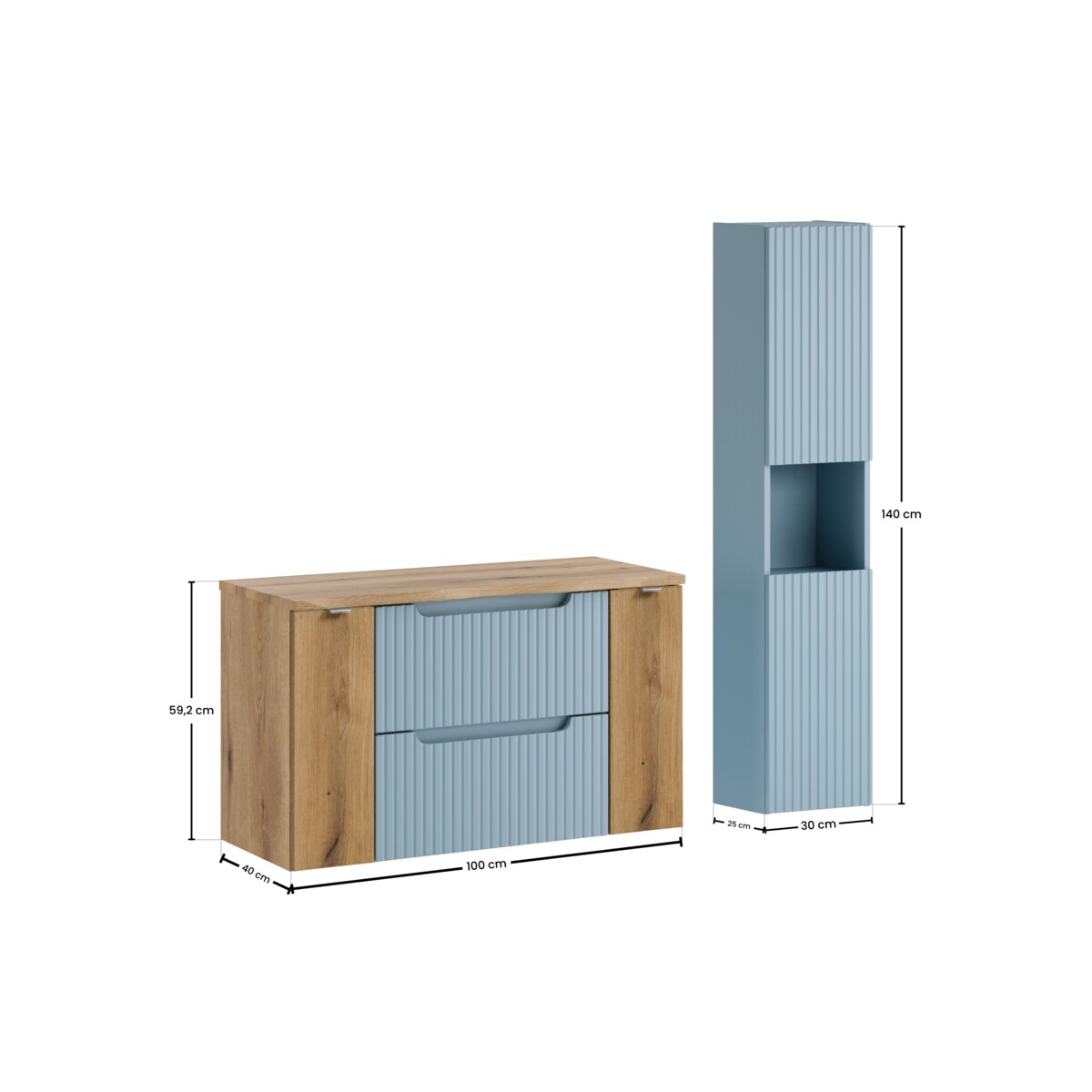 Zestaw meblowy 100cm z blatem i szafką wysoką SET-NOD B NAT OAK 100CM S HC