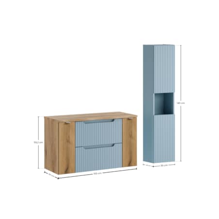 Zestaw meblowy 100cm z blatem i szafką wysoką SET-NOD B NAT OAK 100CM S HC