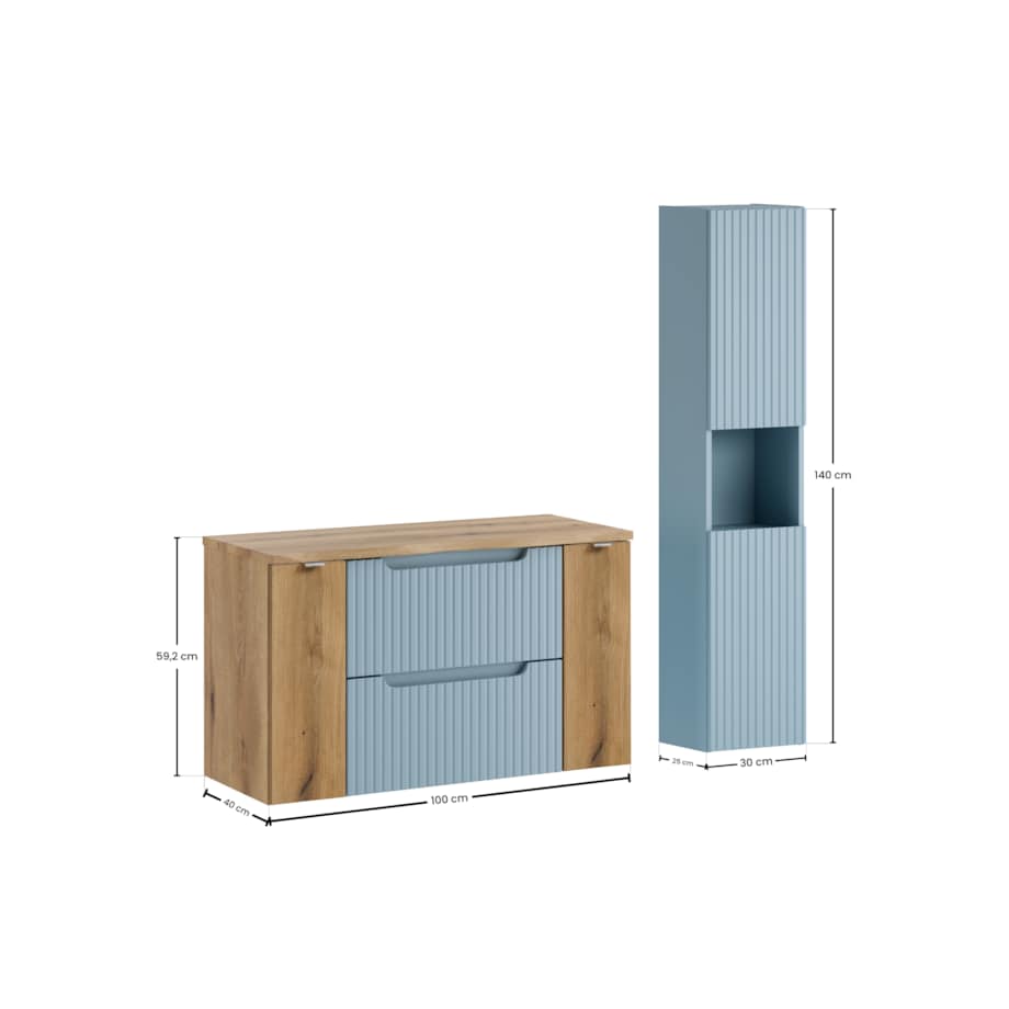 Zestaw meblowy 100cm z blatem i szafką wysoką SET-NOD B NAT OAK 100CM S HC