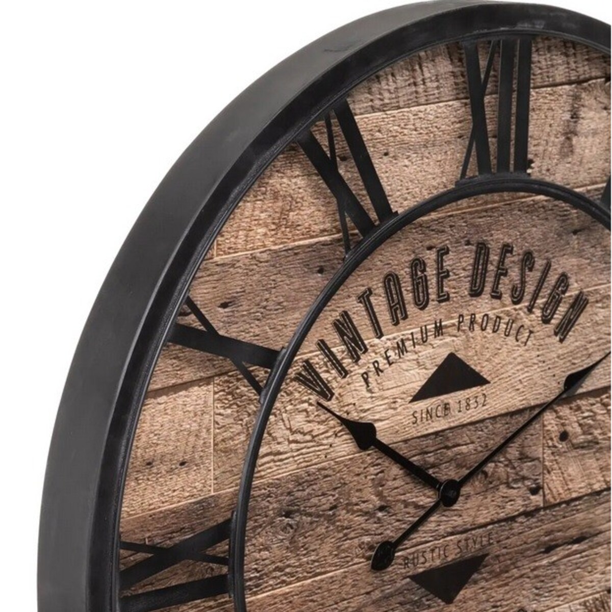 Duży zegar ścienny drewno, metal Vintage 80 cm