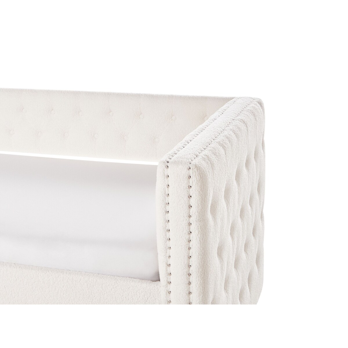 Łóżko wysuwane Boucle GASSIN 90 x 200 cm Złamana biel