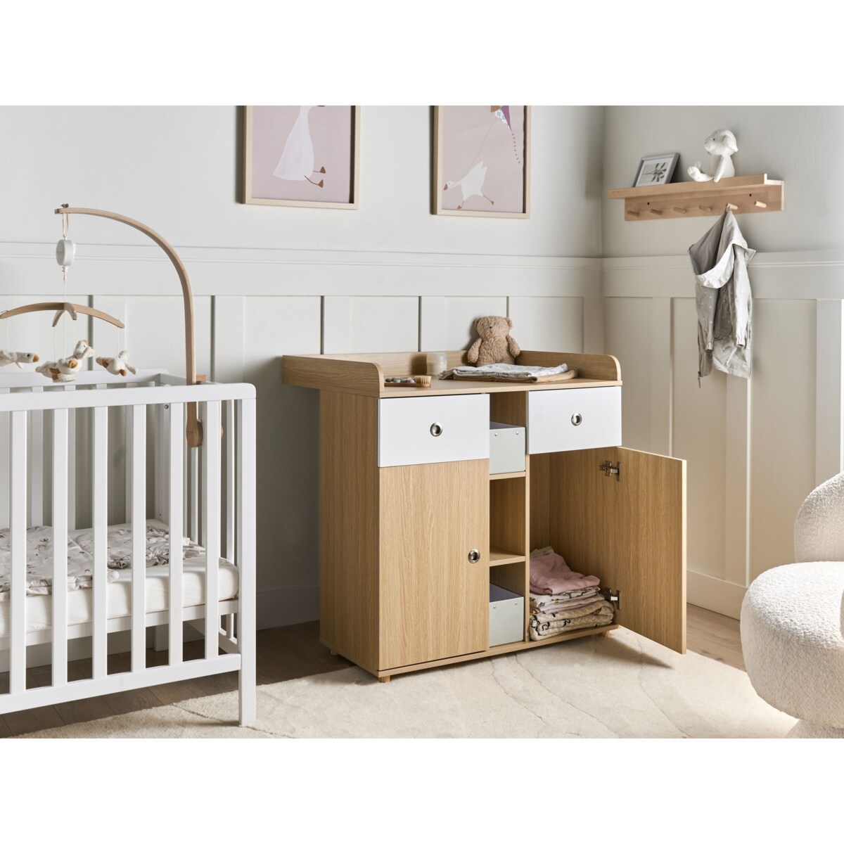 Komoda z przewijakiem DELISLE Jasnobrązowy