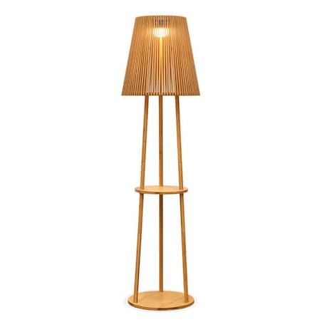 Bambusowa lampa podłogowa Okinawa LUMOKI170XXSWNW King Home LED 9W 2700K IP54 brązowa