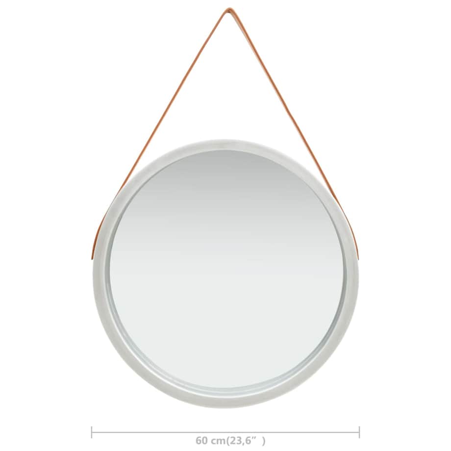 vidaXL Lustro ścienne na pasku, 60 cm, srebrne