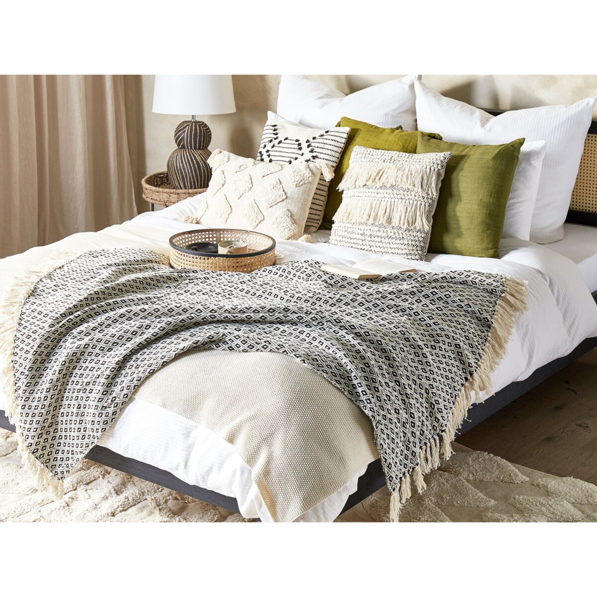 Koc bawełniany 125 x 150 cm czarno-biały CHYAMA