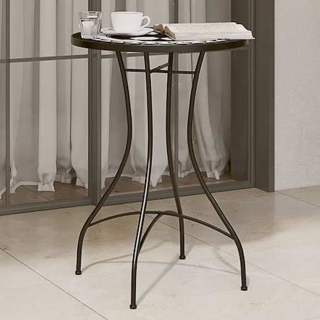 vidaXL Mozaikowy stolik bistro, czarno-biały, Ø50x70 cm, ceramiczny