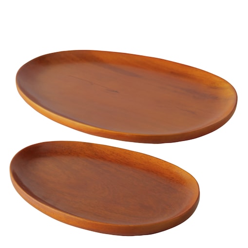 Zestaw drewnianych tac TORIN, 20-29 cm, kolor pomarańczowy