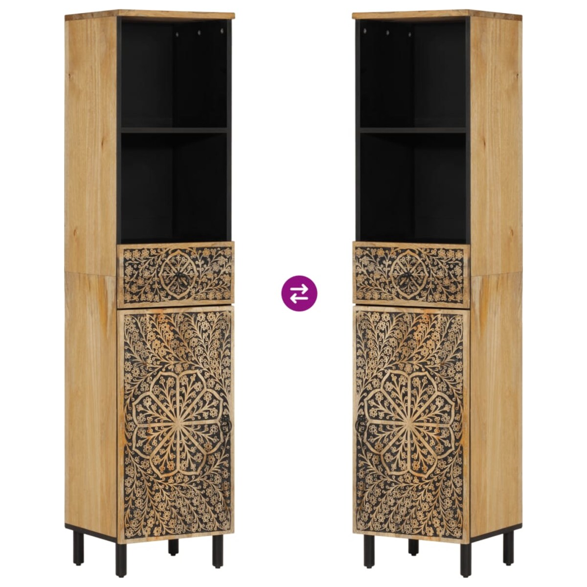 vidaXL Szafka łazienkowa, 38x33x160 cm, lite drewno mango