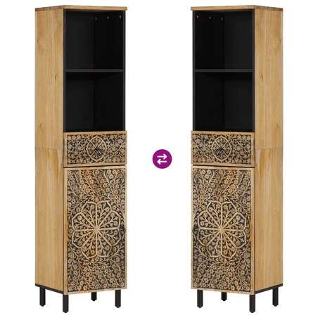 vidaXL Szafka łazienkowa, 38x33x160 cm, lite drewno mango