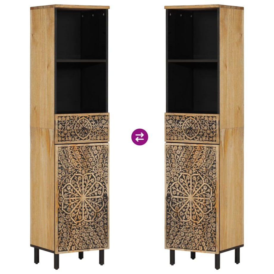 vidaXL Szafka łazienkowa, 38x33x160 cm, lite drewno mango