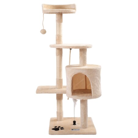 Czteropoziomowy drapak dla kotów Beżowy PJ-042 85 cm