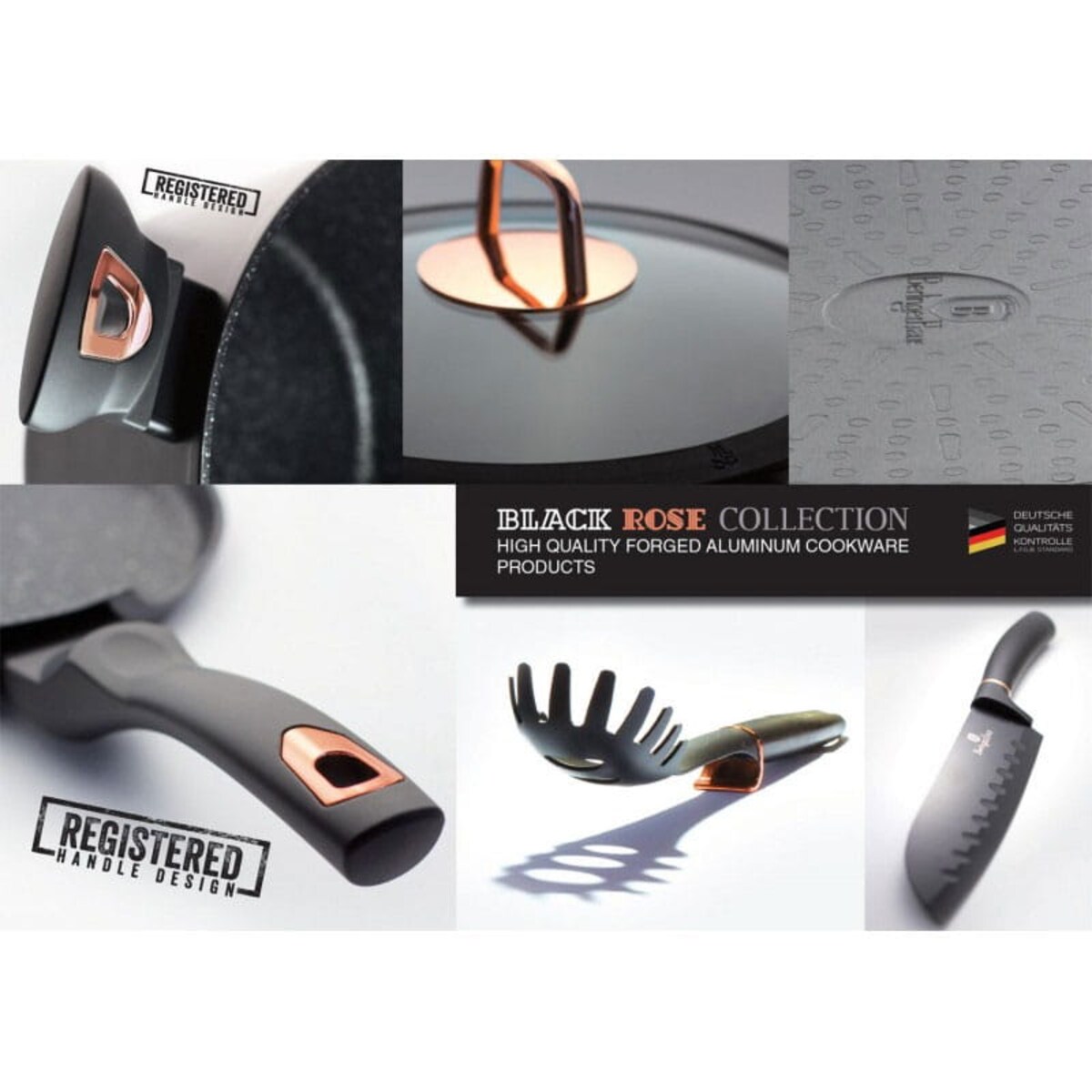 Zestaw noży z listwą magnetyczną 6 elementów BERLINGER HAUS Black Rose