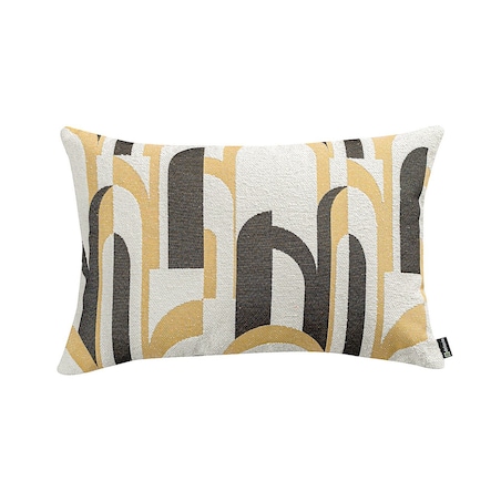 Poszewka Kinga na poduszkę prostokątną 60x40 czarno-żółte wzory na kremowym tle