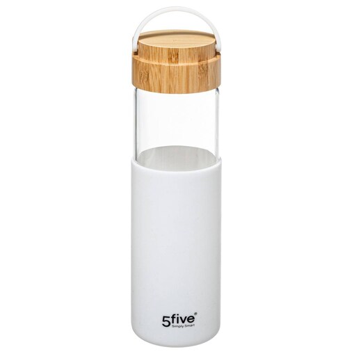 Butelka na wodę MODER z zakrętką z bambusa, szklana, 0,55 l