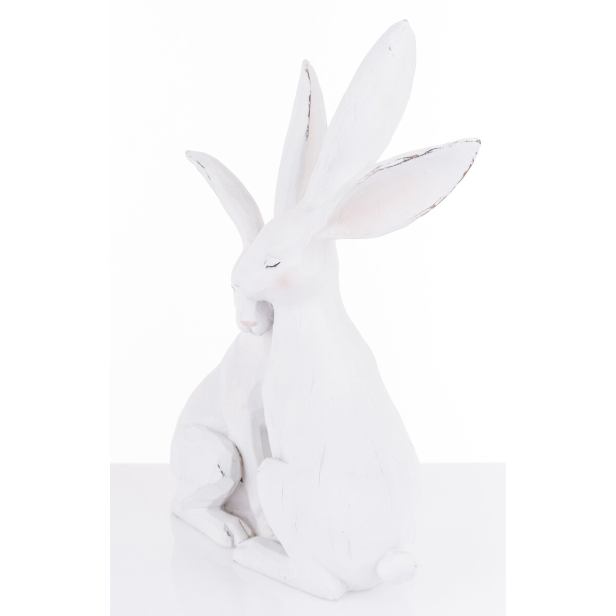 Dekoracja - figurka 2 białe ZAJĄCZKI 30x26x9 cm