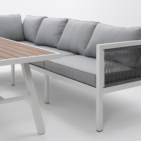 Meble ogrodowe aluminiowe narożnik stół PORTOFINO białe