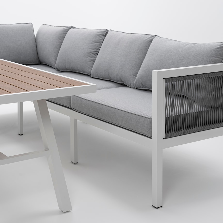 Meble ogrodowe aluminiowe narożnik stół PORTOFINO białe
