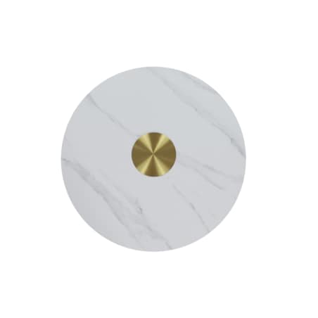 Nowoczesny złoty stolik kawowy okrągły plisowany Premium Blanka z kamiennym blatem o wzorze marmuru 80x80x37