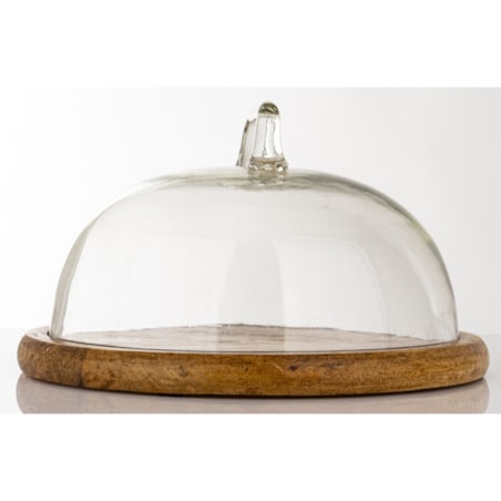 Patera z drewnianą podstawą i kloszem 17x28x28 cm MANIGLIA