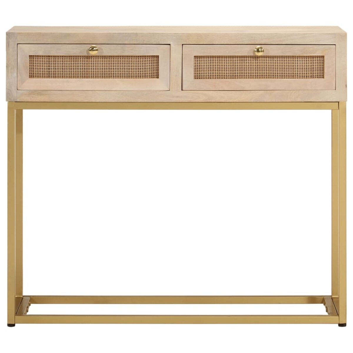 vidaXL Stolik konsolowy, 90x30x76 cm, lite drewno mango i żelazo