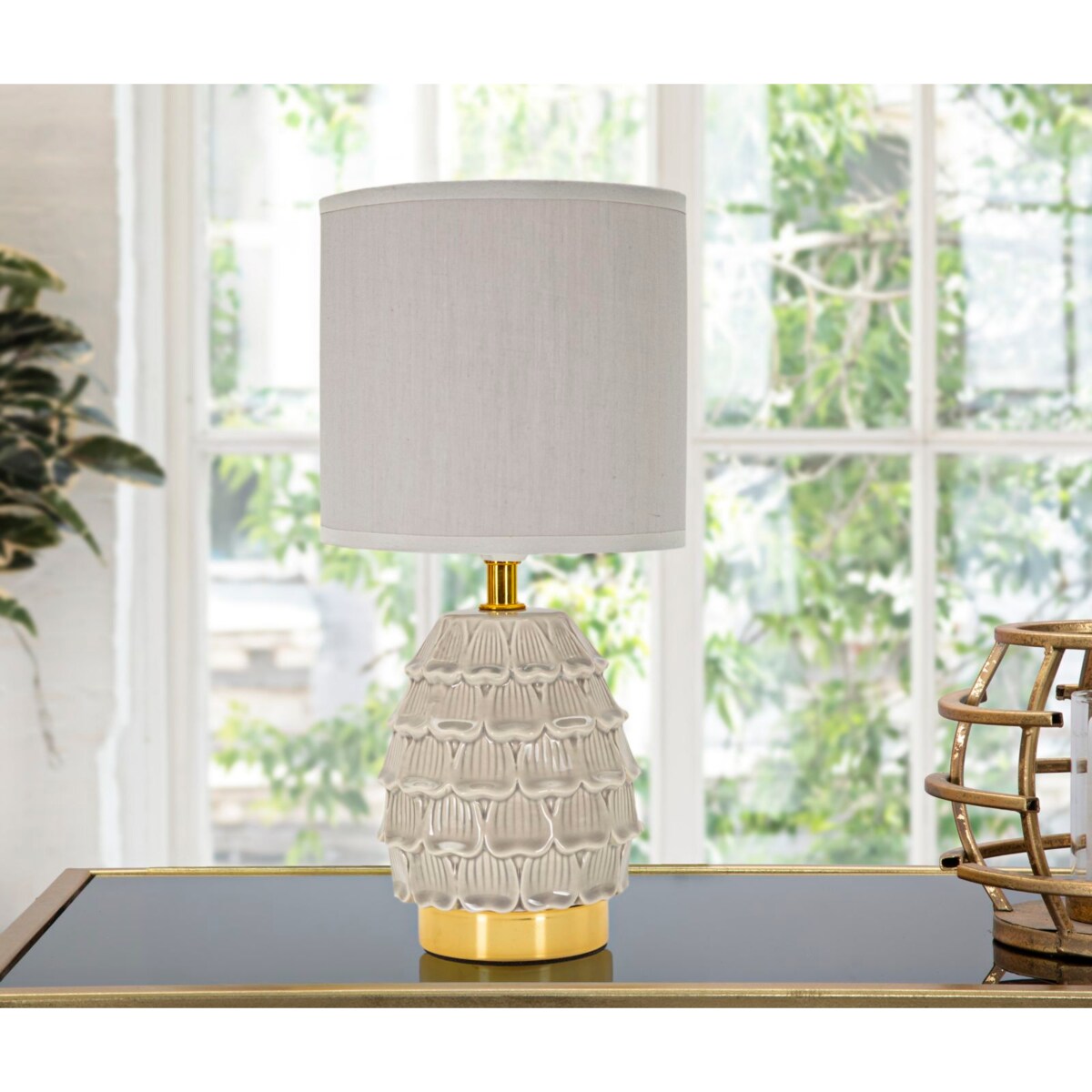 Lampka nocna PIGNY, ceramiczna, biała, Ø 15x30,5 cm