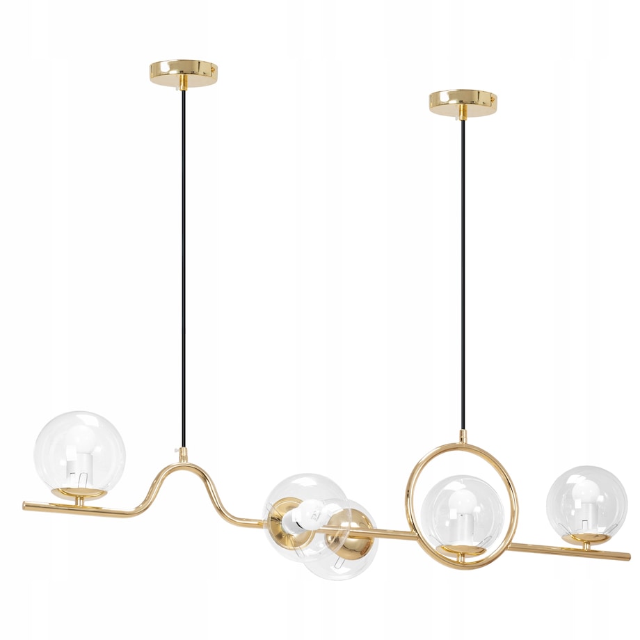Lampa Sufitowa Nowoczesna Gold Złota E27 Klosz X5