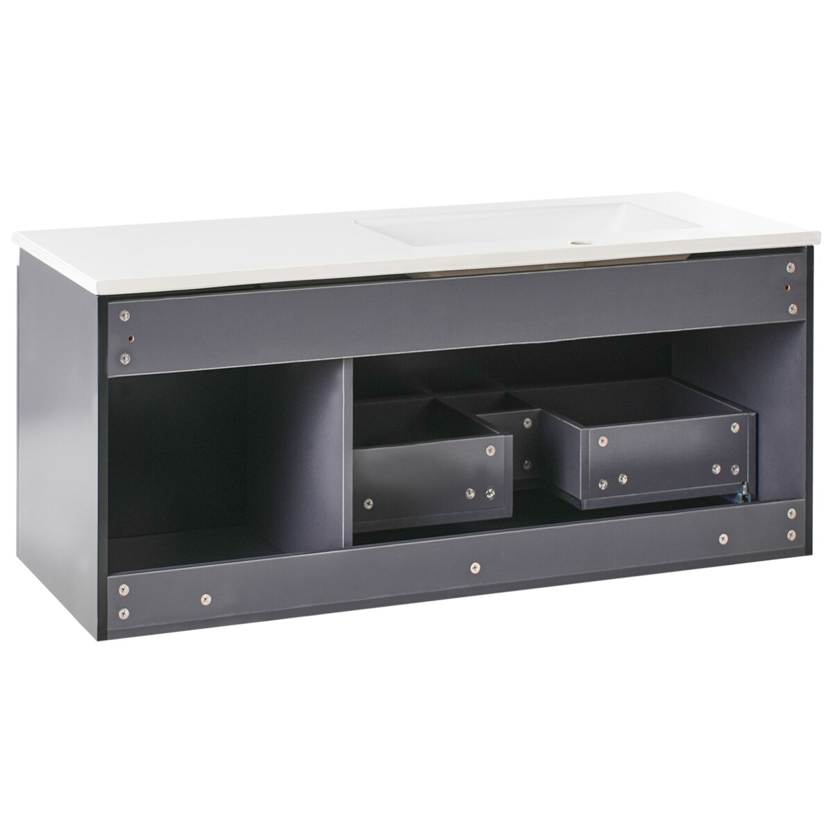 Szafka łazienkowa wisząca z umywalką TIETE 100 cm Czarny