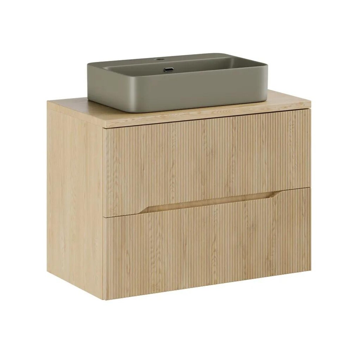 Szafka pod umywalkę NORDIC CREMONA 2S 80cm dąb cremona z umywalką nablatową TRUST 2