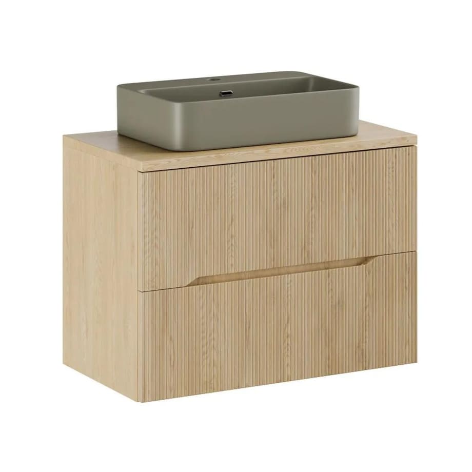 Szafka pod umywalkę NORDIC CREMONA 2S 80cm dąb cremona z umywalką nablatową TRUST 2