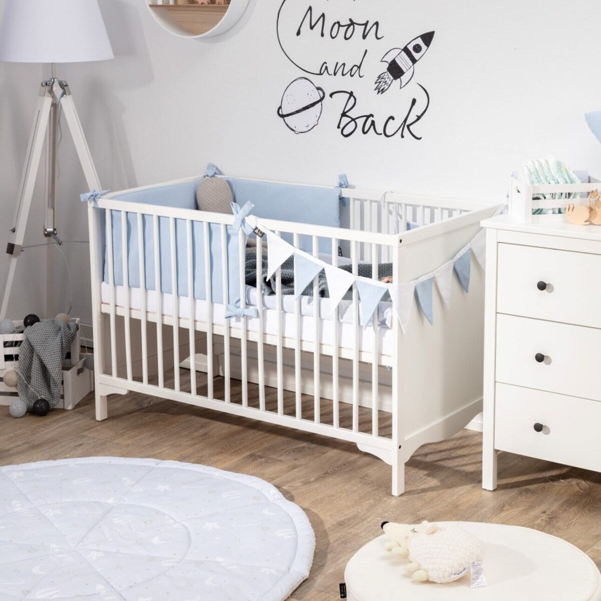 Ochraniacz do łóżeczka, brązowy, 180x30cm, Happiness