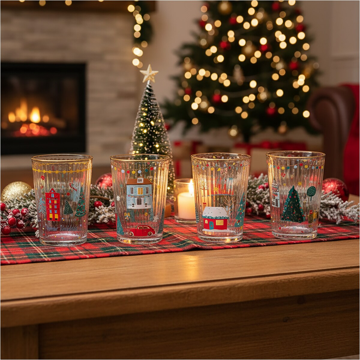 Szklanki Świąteczne Do Napojów Szklany Kubek Świąteczna Na Prezent 500 Ml